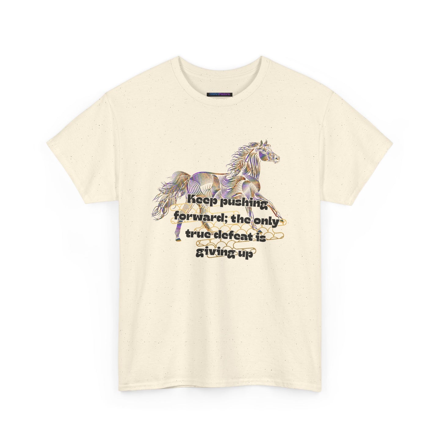 Unisex Heavy Cotton Tee Horse with a Quote Inspiring Success