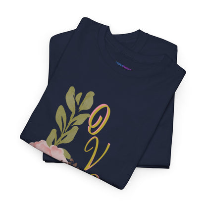 Floral “Love” Design - Unisex Heavy Cotton Tee