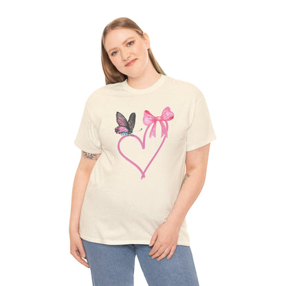 Unisex Heavy Cotton Tee Heart & Butterfly