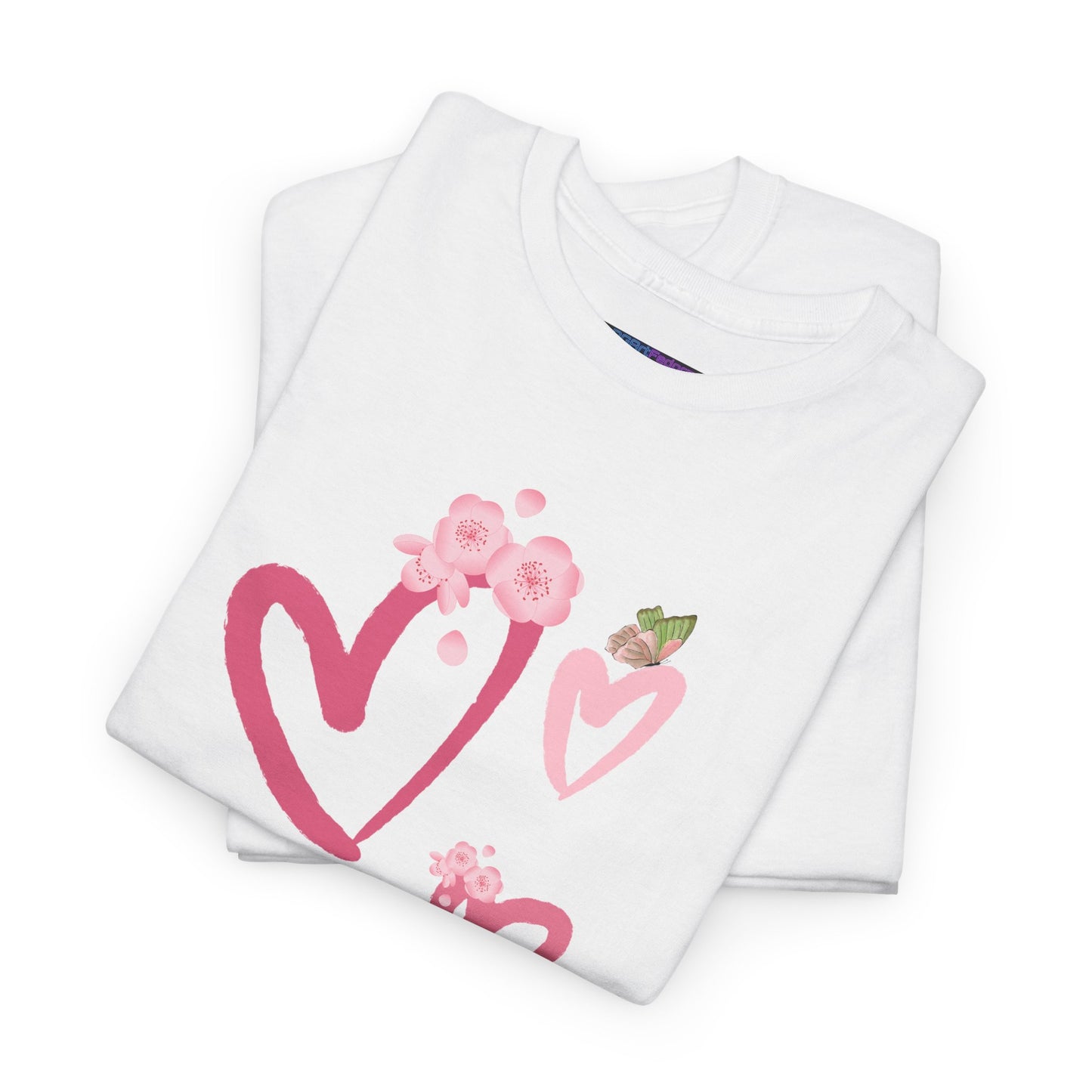 Unisex Heavy Cotton Tee Hearts Adorned