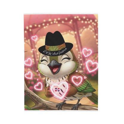 Velveteen Plush Blanket Ciguita with a Ring of Hearts