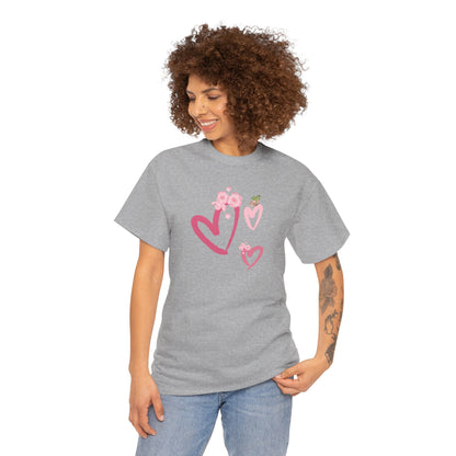 Unisex Heavy Cotton Tee Hearts Adorned