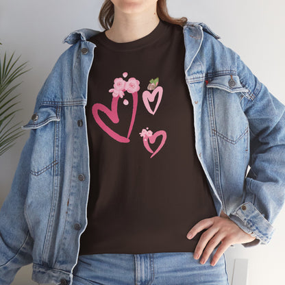 Unisex Heavy Cotton Tee Hearts Adorned