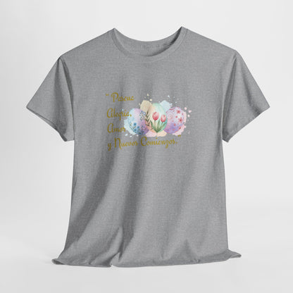 Unisex Heavy Cotton Tee - Easter, Joy, Love, & New Beginnings (Spanish Version)