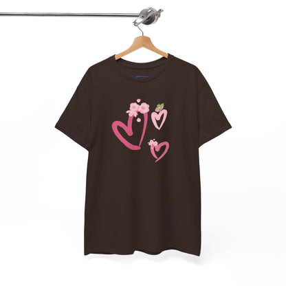 Unisex Heavy Cotton Tee Hearts Adorned