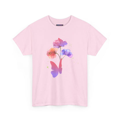 Dreamy Watercolor Flowers & Butterfly - Heavy Cotton Tee
