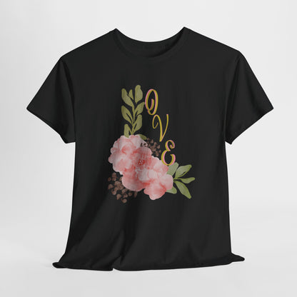 Floral “Love” Design - Unisex Heavy Cotton Tee