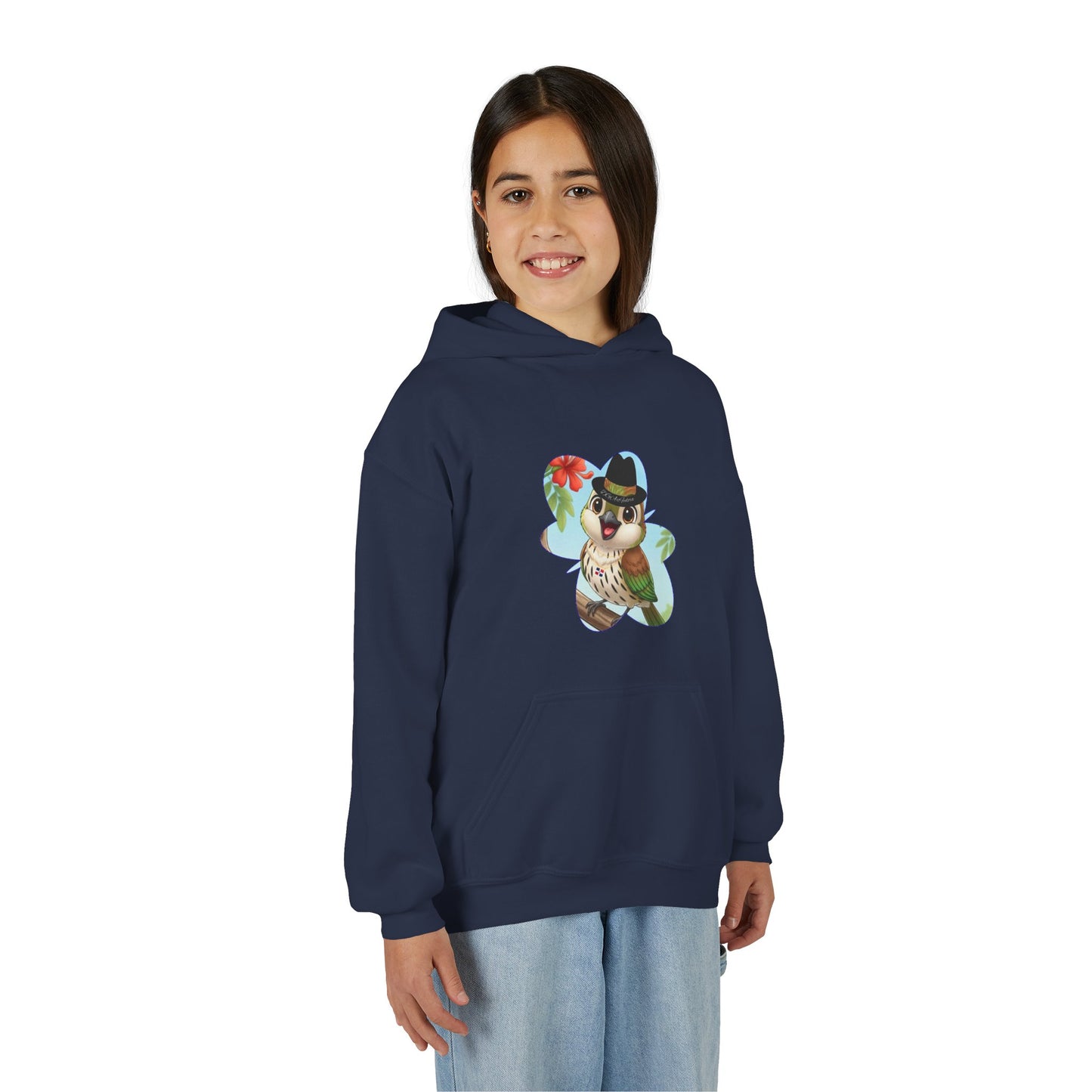Youth Heavy Blend Hooded Sweatshirt Cigüita the Palmchat