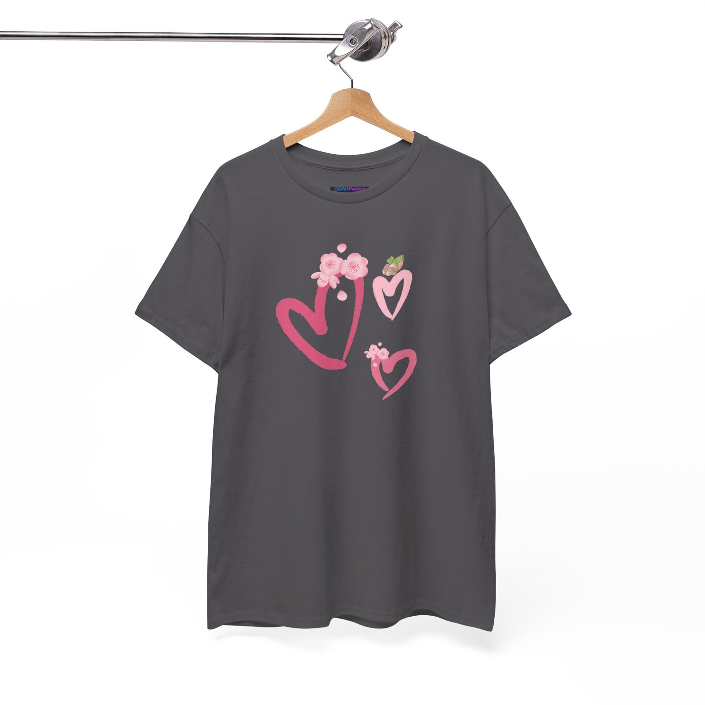Unisex Heavy Cotton Tee Hearts Adorned