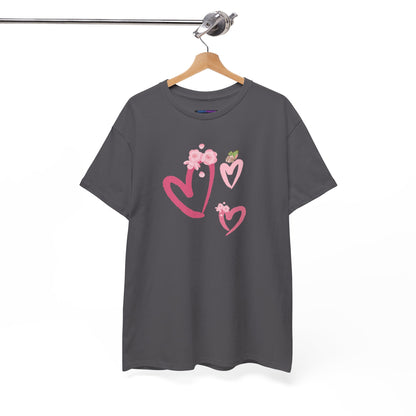 Unisex Heavy Cotton Tee Hearts Adorned