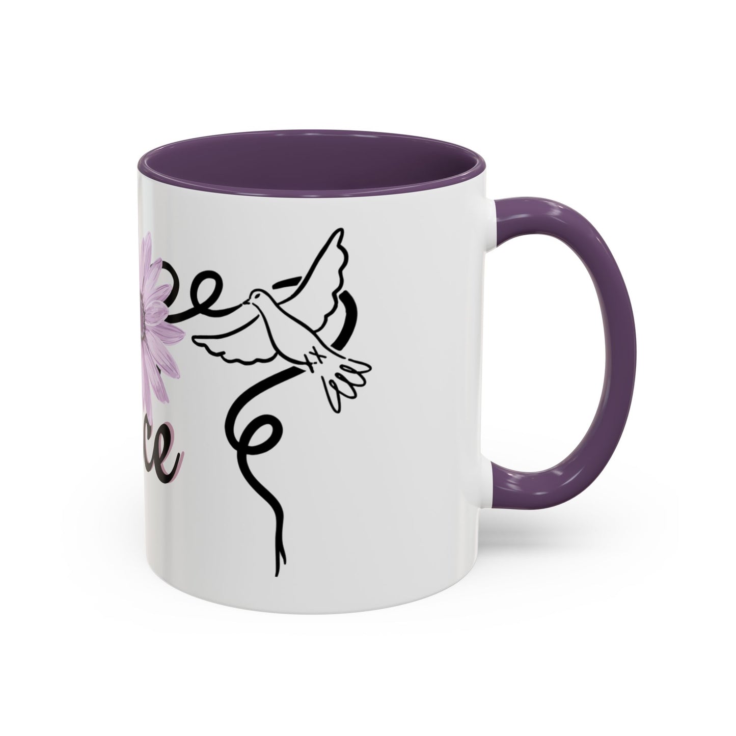 Accent Coffee Mug - Doves with Flower & Peace