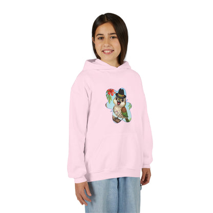 Youth Heavy Blend Hooded Sweatshirt Cigüita the Palmchat