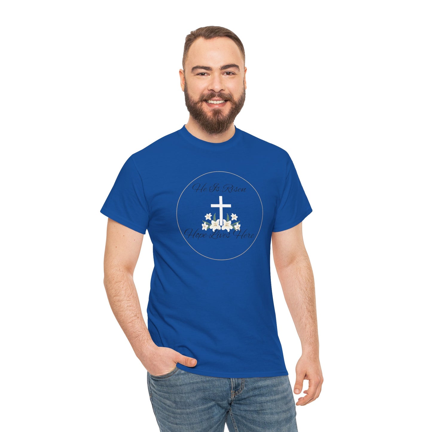 Unisex Heavy Cotton – He is Risen, Hope Lives Here