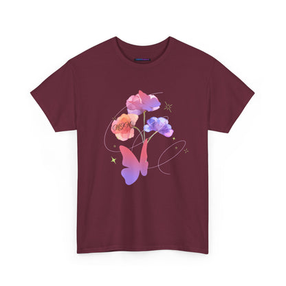 Dreamy Watercolor Flowers & Butterfly - Heavy Cotton Tee