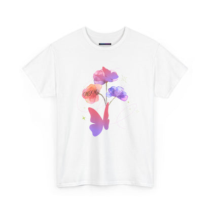 Dreamy Watercolor Flowers & Butterfly - Heavy Cotton Tee