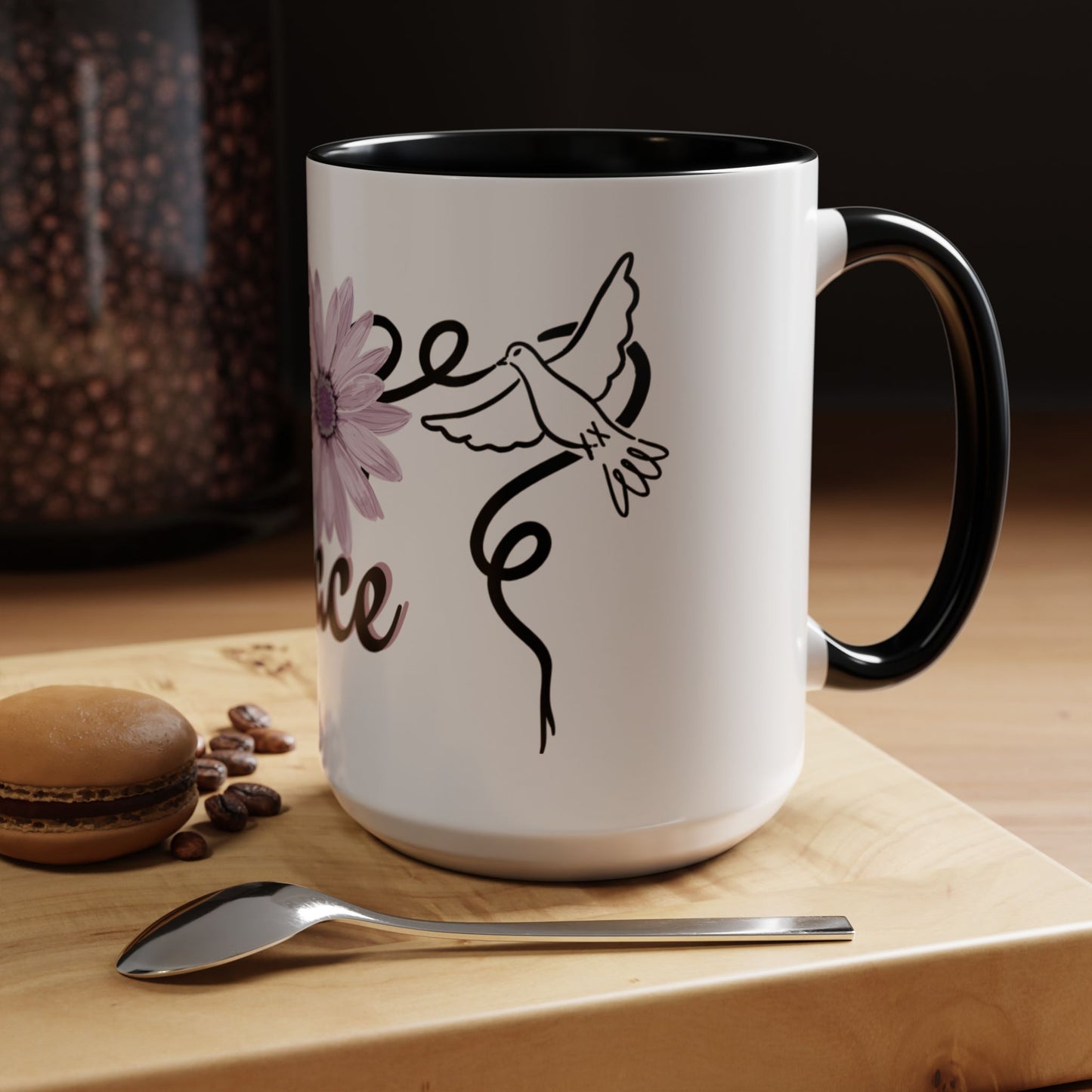 Accent Coffee Mug - Doves with Flower & Peace