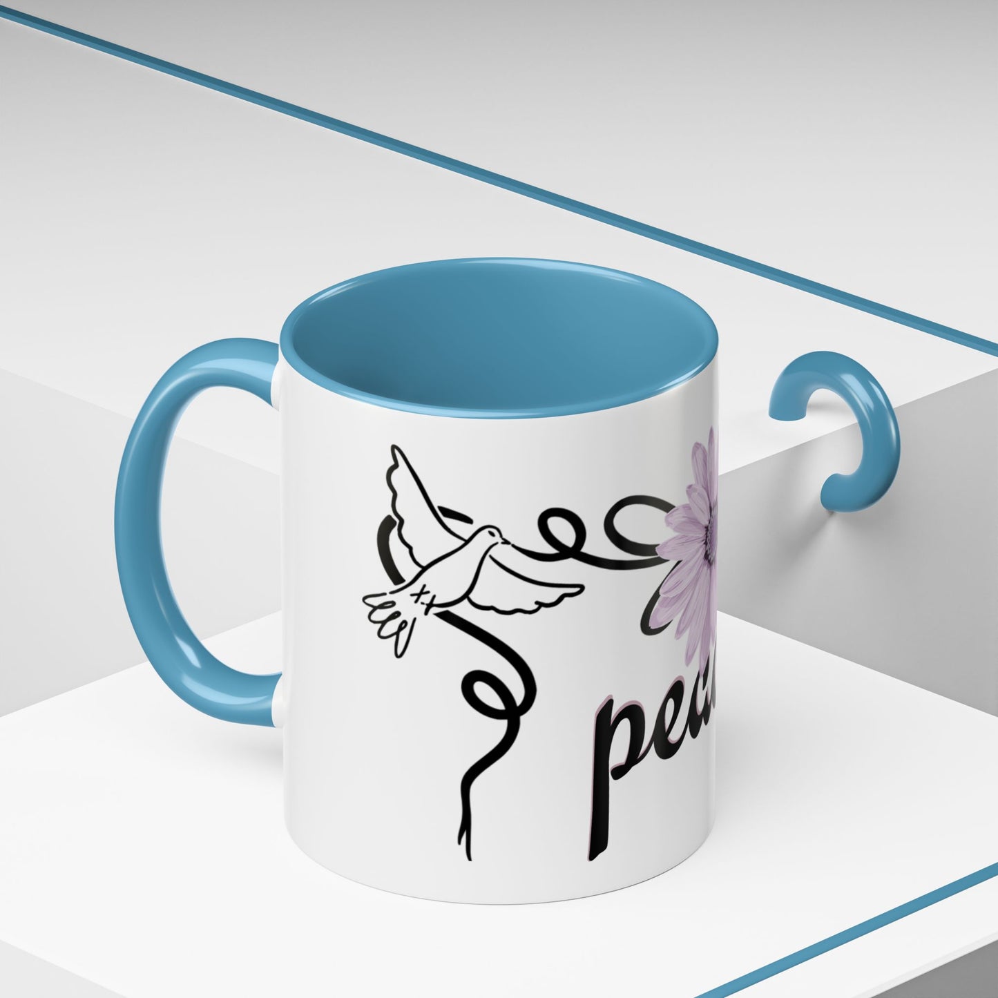 Accent Coffee Mug - Doves with Flower & Peace