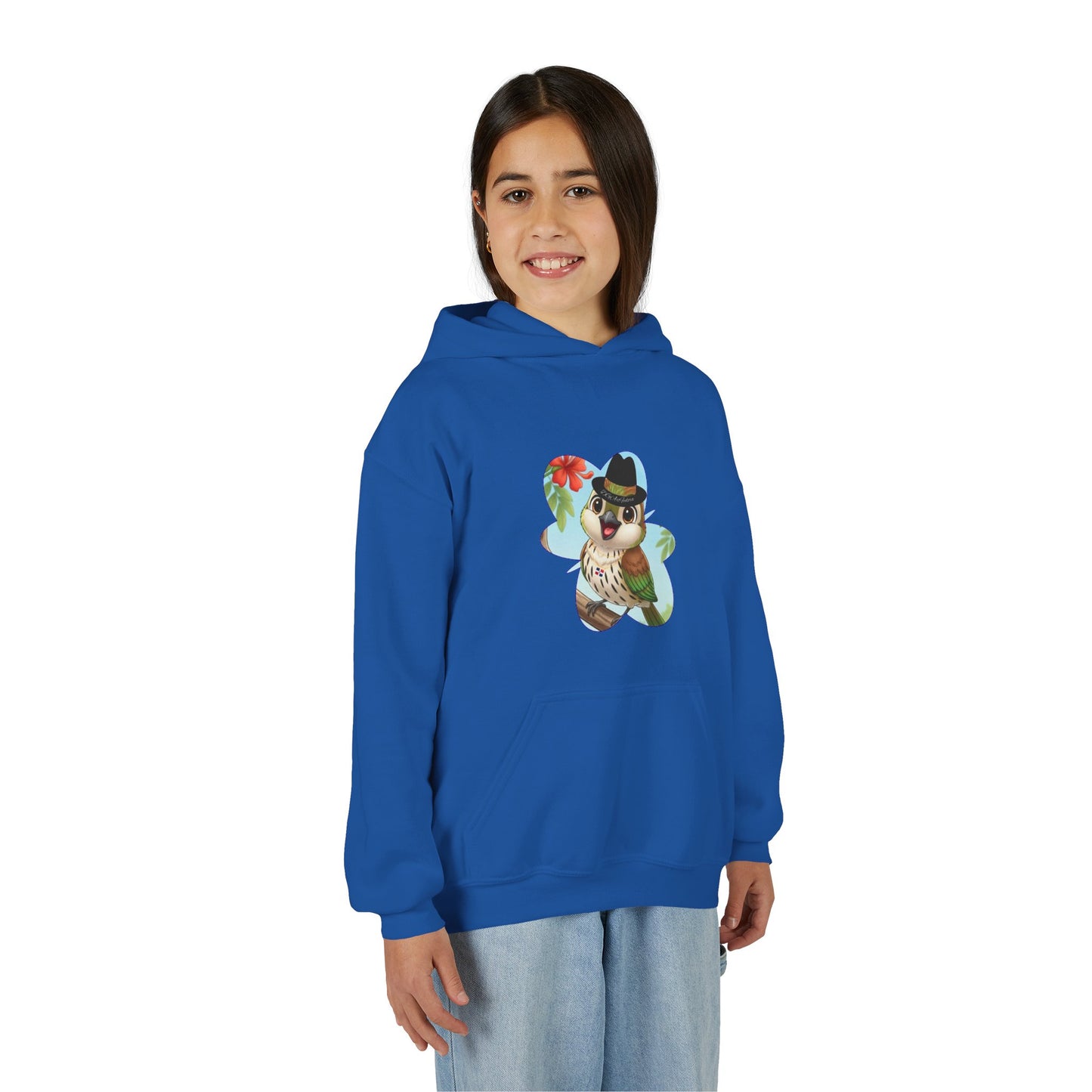 Youth Heavy Blend Hooded Sweatshirt Cigüita the Palmchat