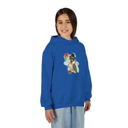 Youth Heavy Blend Hooded Sweatshirt Cigüita the Palmchat