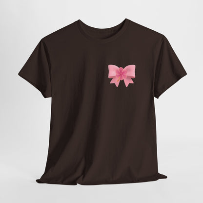 Cute Pink Bow with Flower Accent - Heavy Cotton Tee