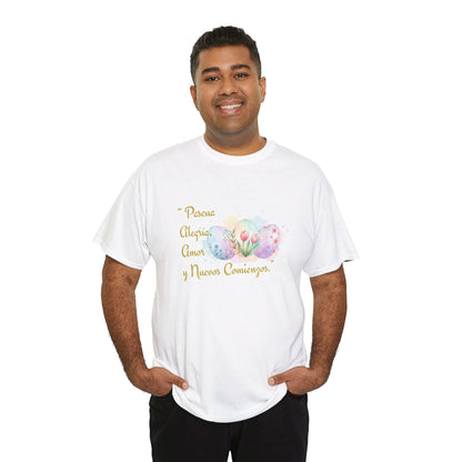 Unisex Heavy Cotton Tee - Easter, Joy, Love, & New Beginnings (Spanish Version)