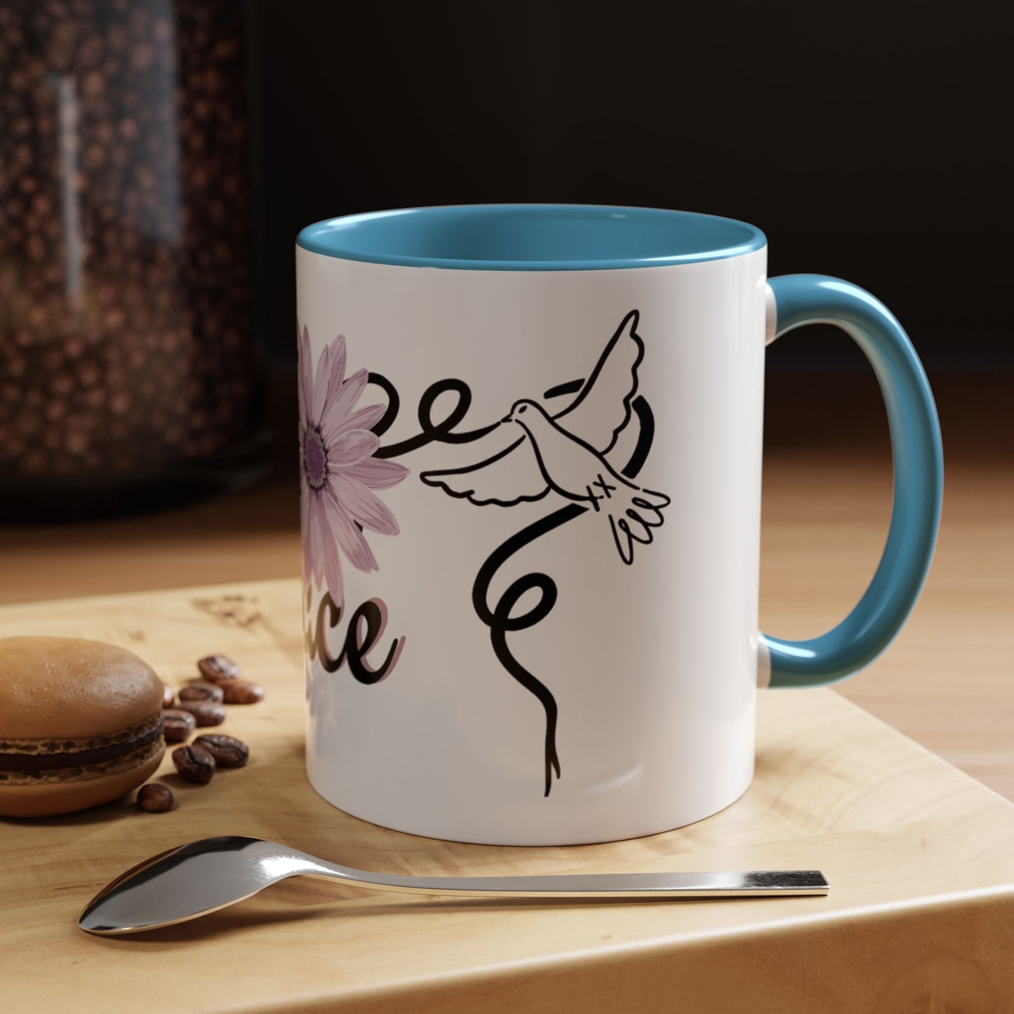 Accent Coffee Mug - Doves with Flower & Peace