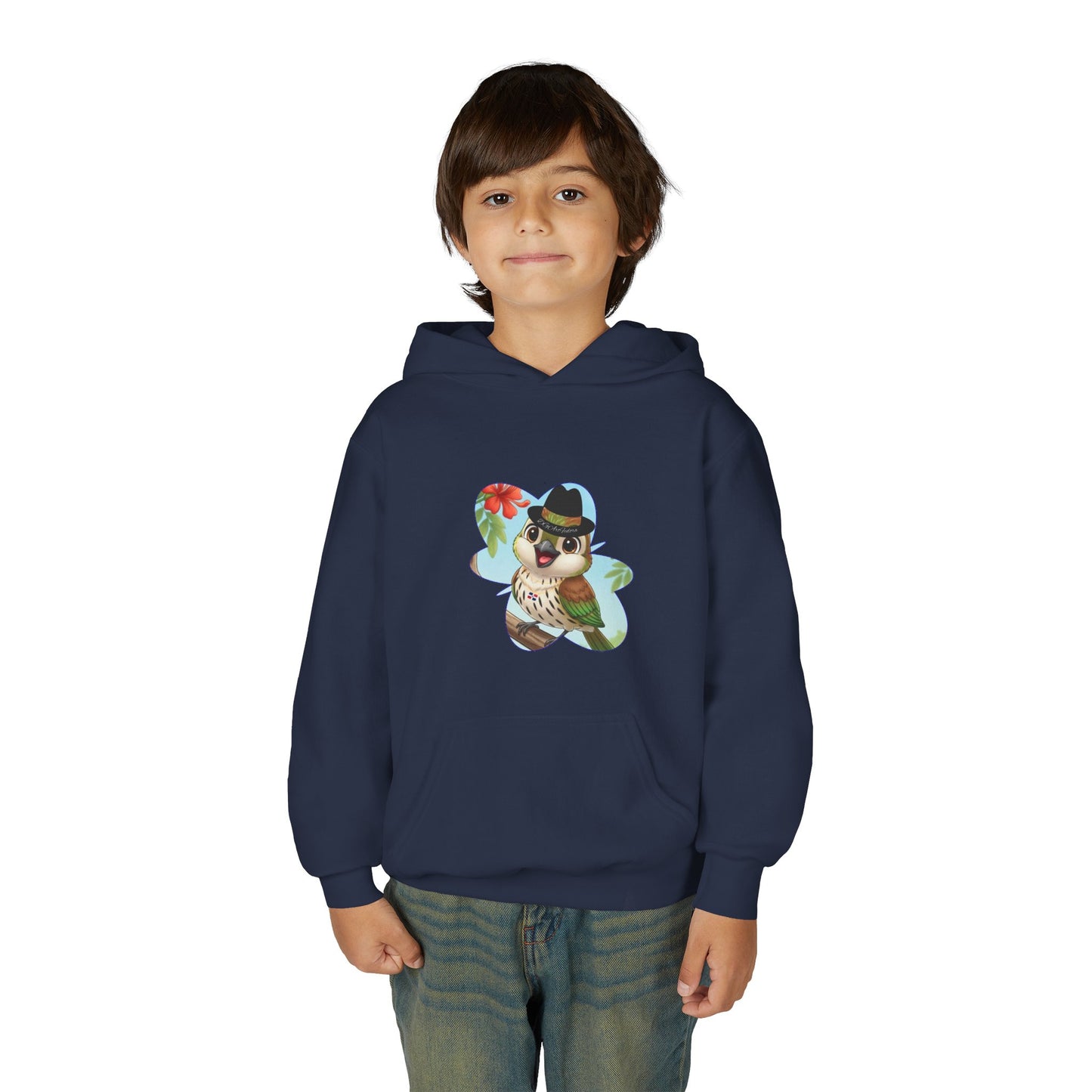Youth Heavy Blend Hooded Sweatshirt Cigüita the Palmchat