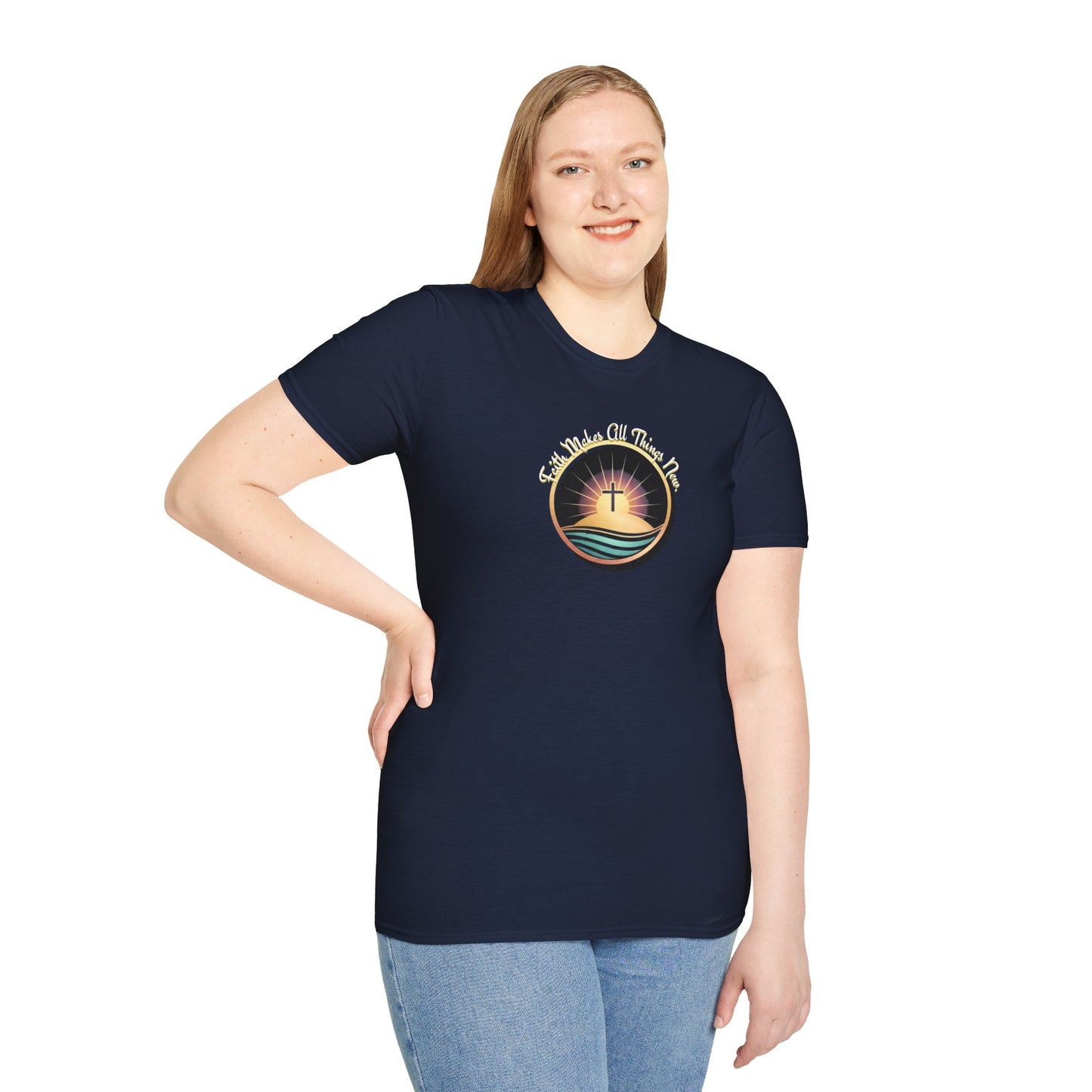 Unisex Softstyle T-Shirt - Shining Cross, Faith Makes All Things New