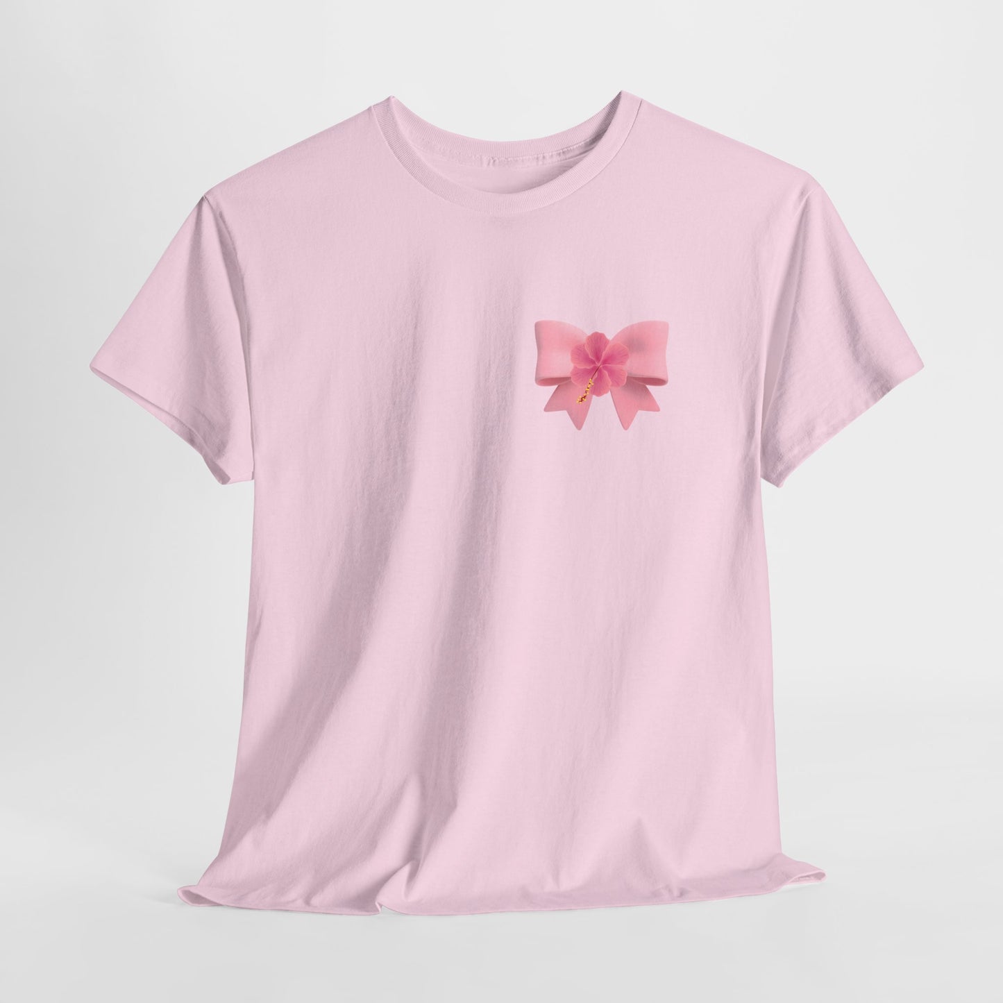 Cute Pink Bow with Flower Accent - Heavy Cotton Tee