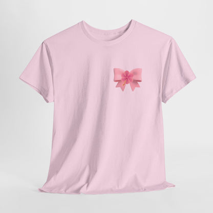 Cute Pink Bow with Flower Accent - Heavy Cotton Tee