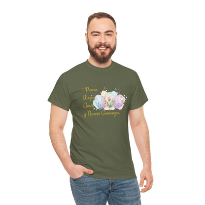 Unisex Heavy Cotton Tee - Easter, Joy, Love, & New Beginnings (Spanish Version)
