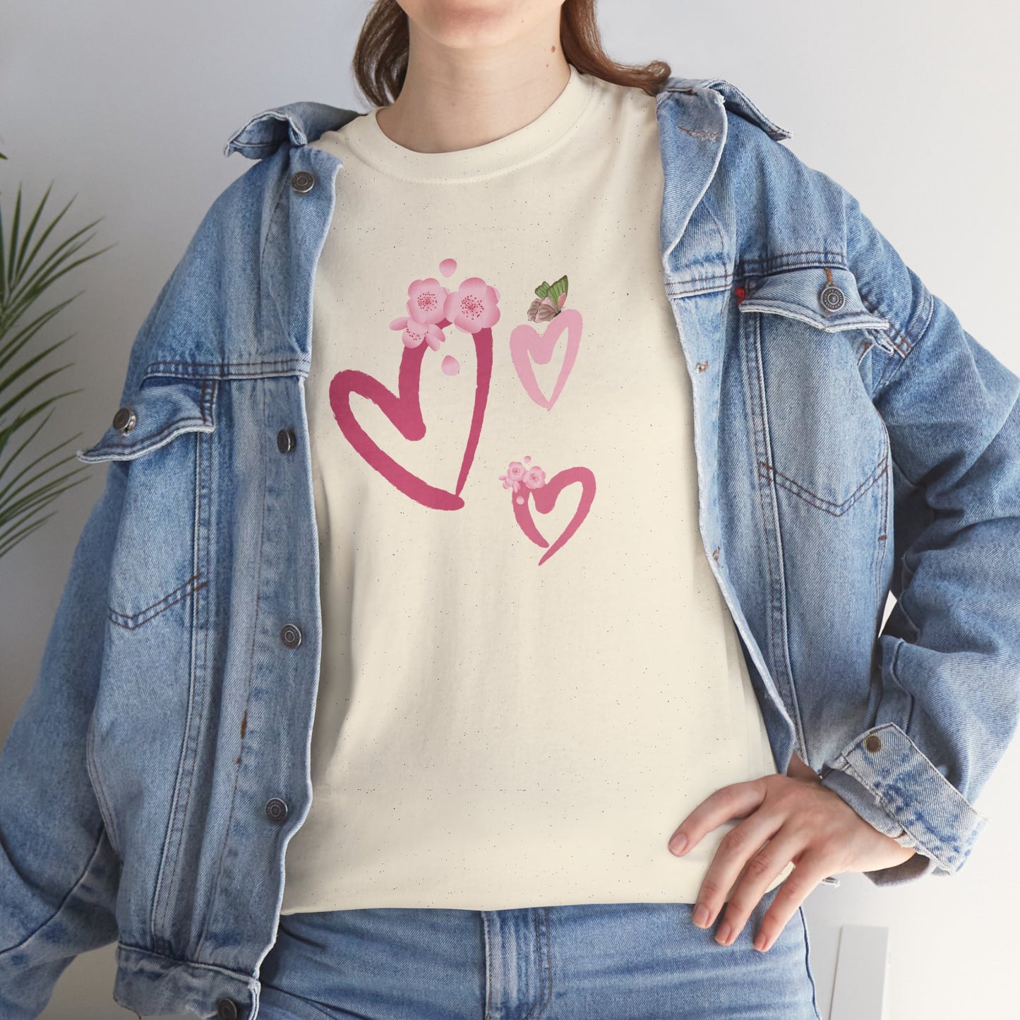Unisex Heavy Cotton Tee Hearts Adorned