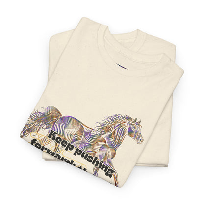 Unisex Heavy Cotton Tee Horse with a Quote Inspiring Success