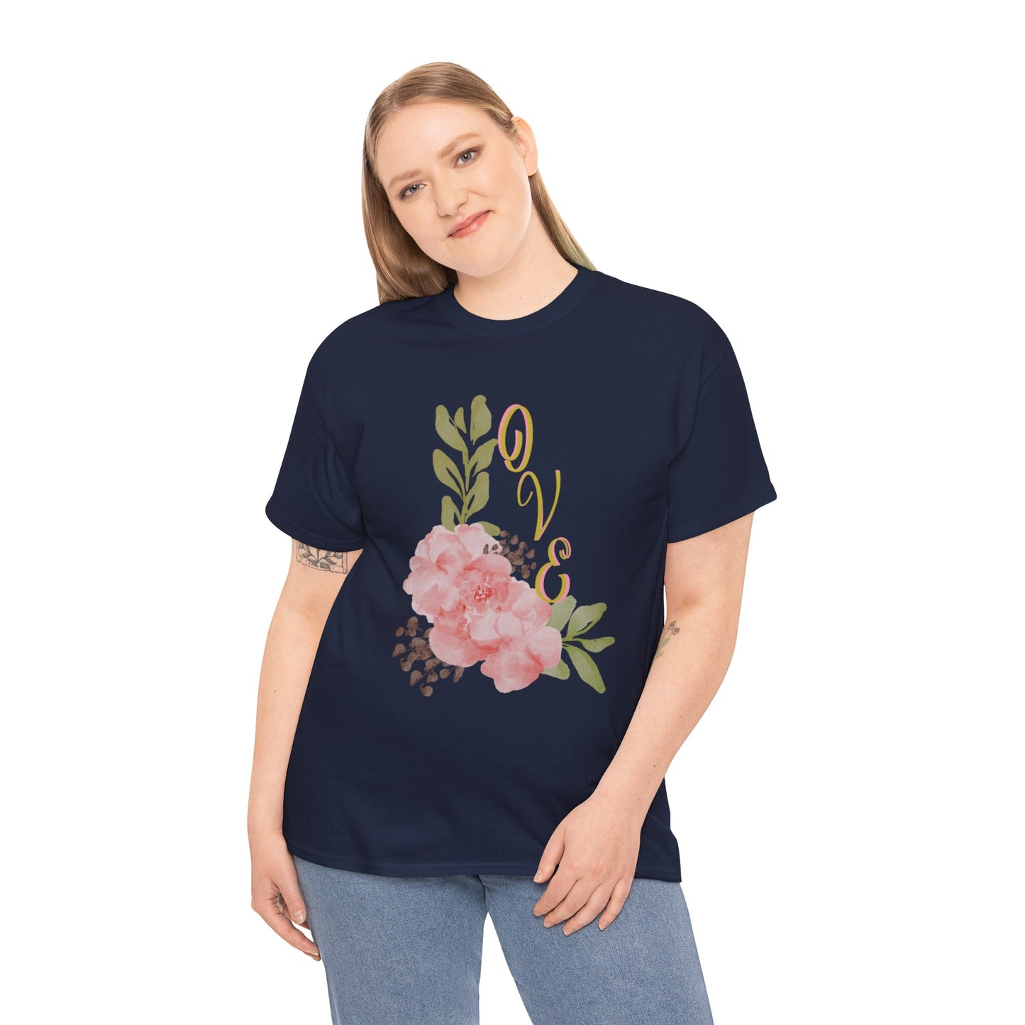 Floral “Love” Design - Unisex Heavy Cotton Tee