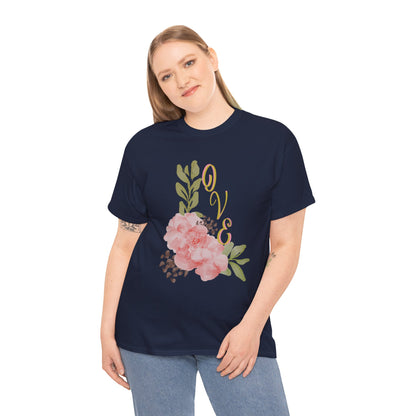 Floral “Love” Design - Unisex Heavy Cotton Tee
