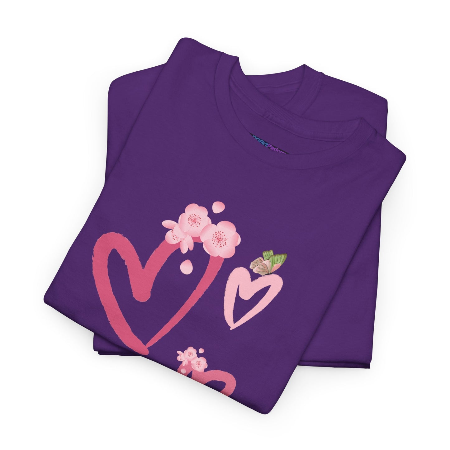 Unisex Heavy Cotton Tee Hearts Adorned