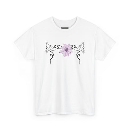 Unisex Heavy Cotton Tee - Doves with Flower