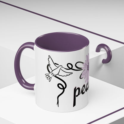 Accent Coffee Mug - Doves with Flower & Peace