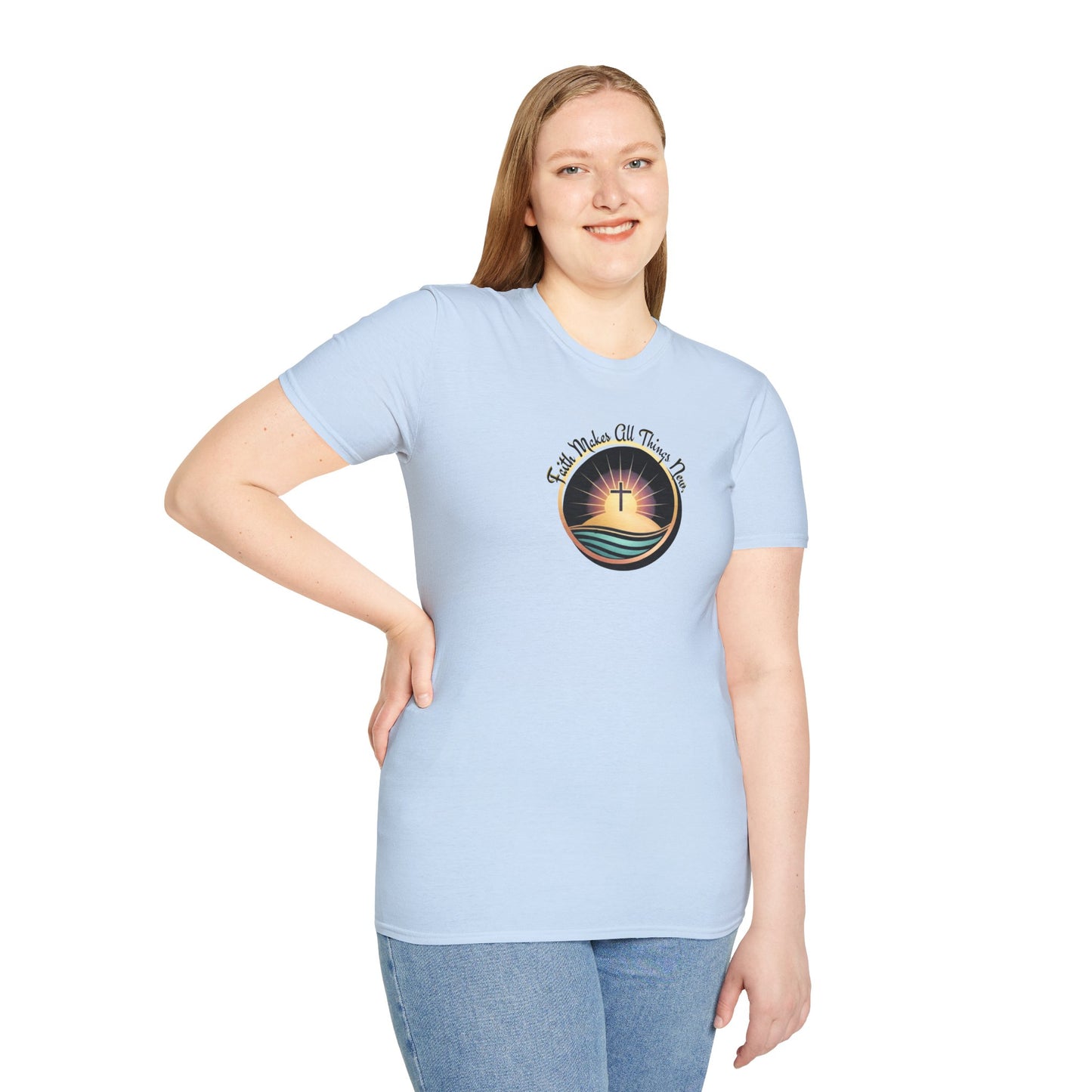 Unisex Softstyle T-Shirt - Shining Cross, Faith Makes All Things New