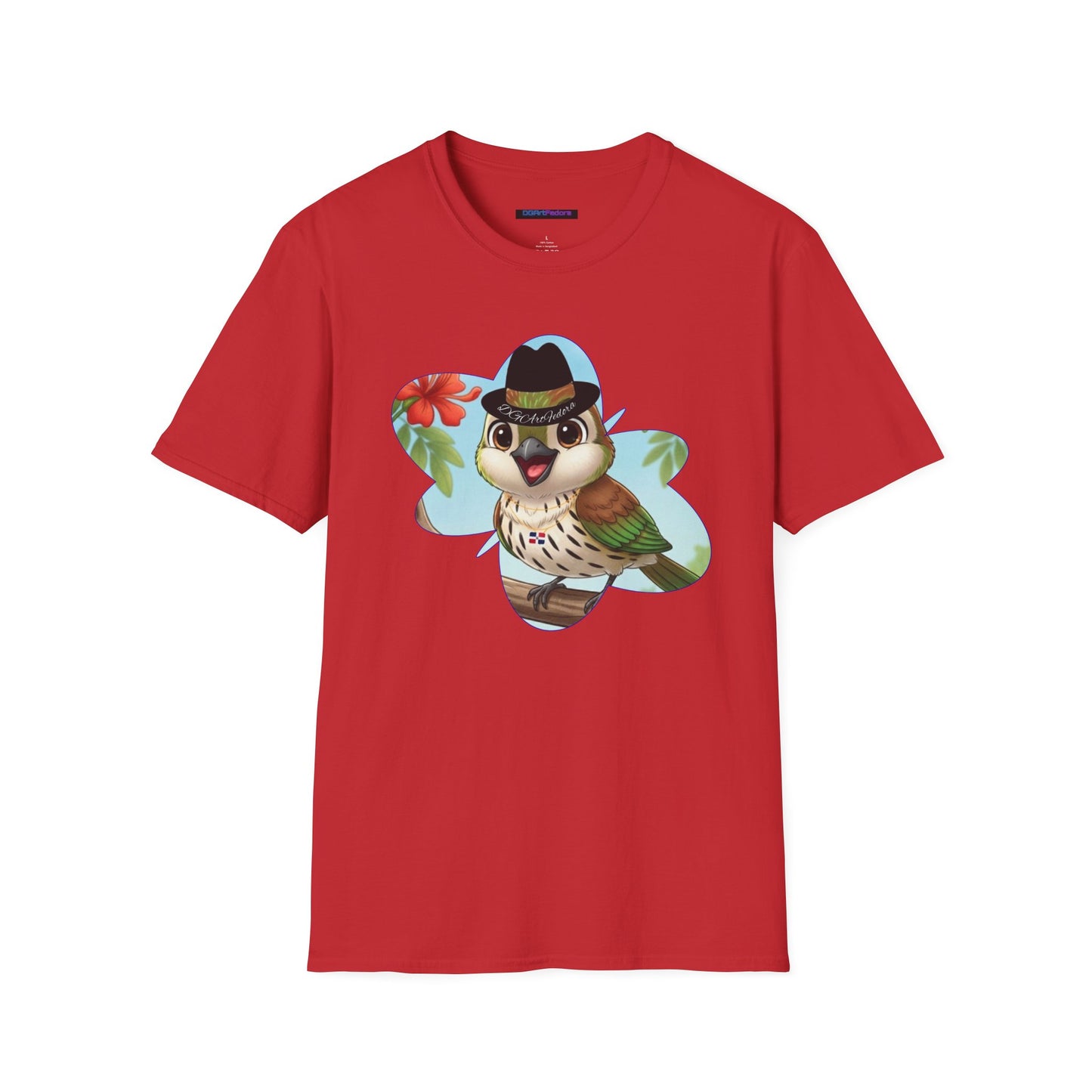 Unisex Softstyle T-Shirt of Ciguita on a Flamboyan Tree