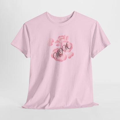 Stylish Mom Lettering with Pink Flowers - Heavy Cotton Tee