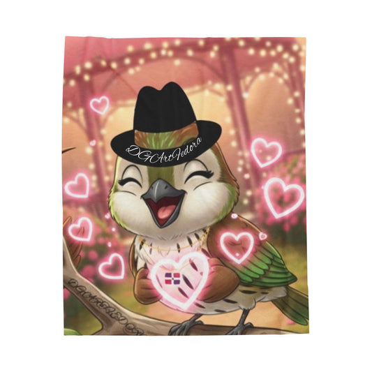 Velveteen Plush Blanket Ciguita with a Ring of Hearts