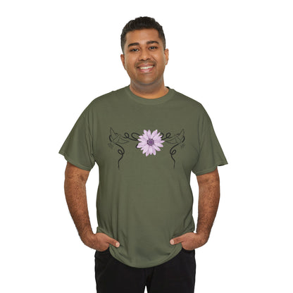 Unisex Heavy Cotton Tee - Doves with Flower