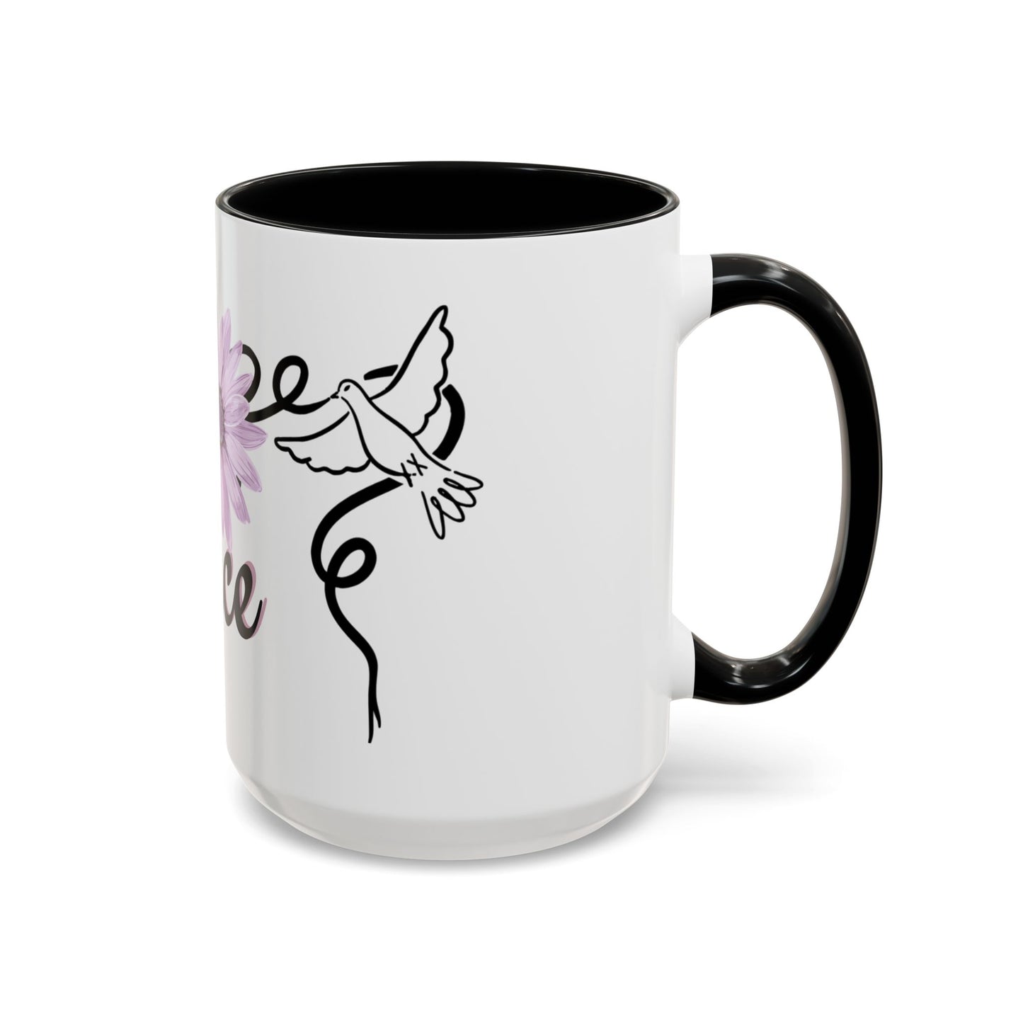Accent Coffee Mug - Doves with Flower & Peace