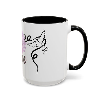 Accent Coffee Mug - Doves with Flower & Peace