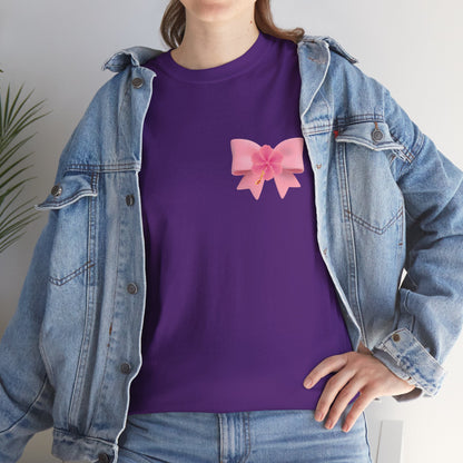 Cute Pink Bow with Flower Accent - Heavy Cotton Tee