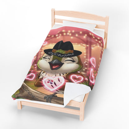 Velveteen Plush Blanket Ciguita with a Ring of Hearts