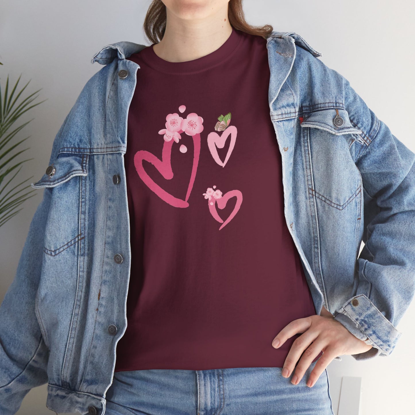 Unisex Heavy Cotton Tee Hearts Adorned