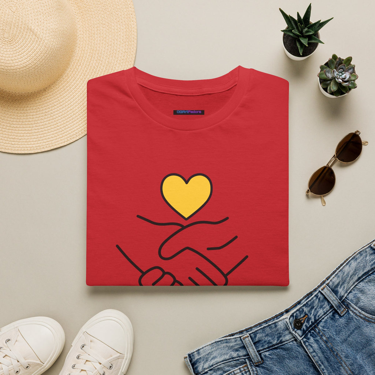 Unisex Softstyle T-Shirt Clasped Hands with Heart
