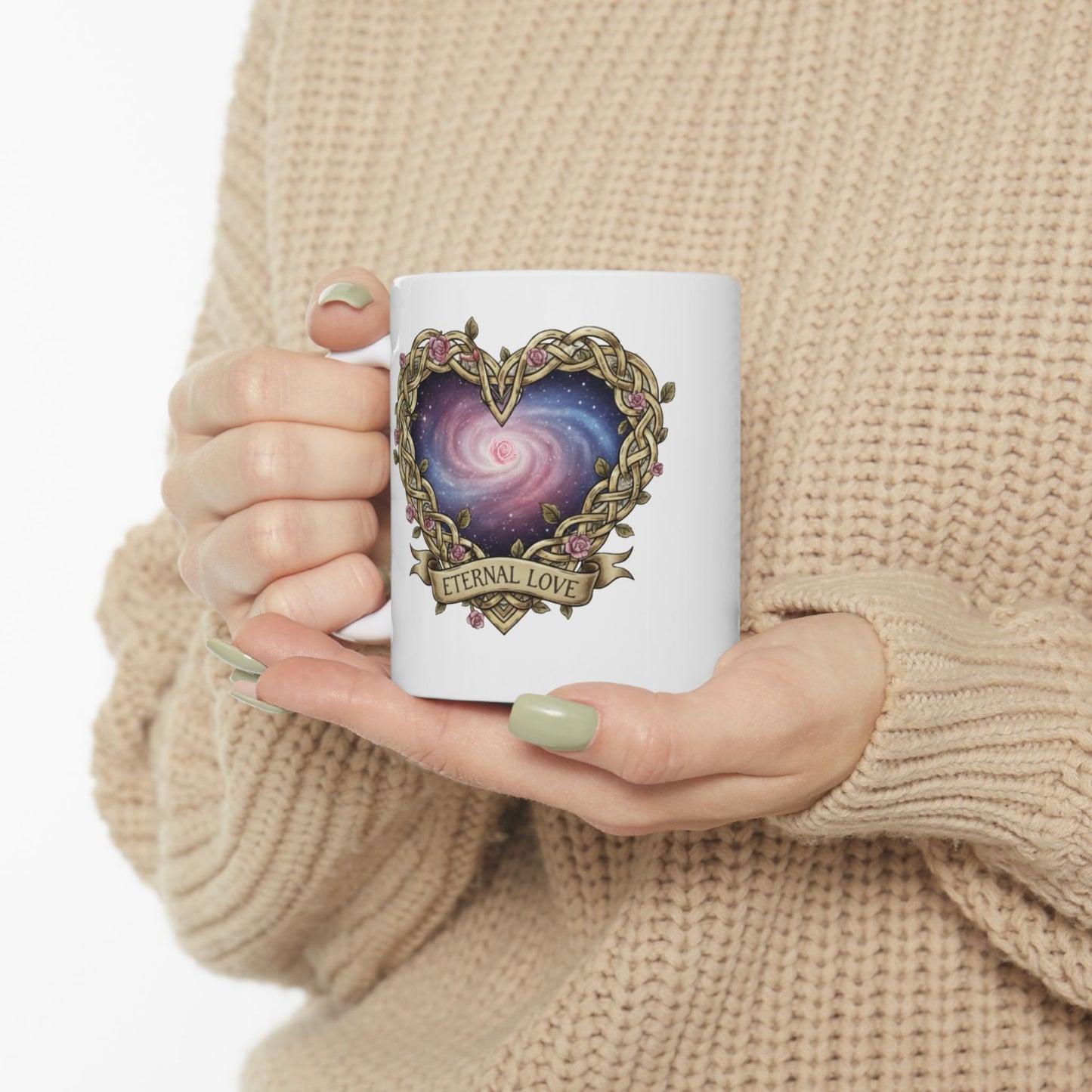 Ceramic Mug, (11oz, 15oz) Infinity Heart on Both Sides